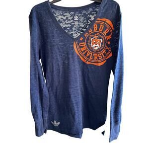 AUBURN Tigers Football Blue knit burnout SEC Adidas rhinestone logo sz L
